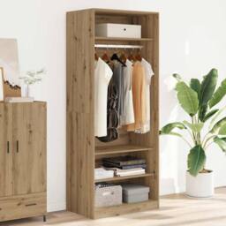 Berkfield Home Wardrobe Artisian Oak 80x50x200 cm Engineered Wood in Brown - Size: 80 x 50 x 200 cm - thumbnail 2