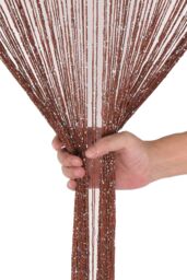 Neel Blue Glitter String Curtain Panel, Polyester Spaghetti Tassel, 200cm x 100cm in Burgundy - Size: 100 cm width x 200 cm drop - thumbnail 1