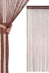 Neel Blue Glitter String Curtain Panel, Polyester Spaghetti Tassel, 200cm x 100cm in Burgundy - Size: 100 cm width x 200 cm drop - thumbnail 5