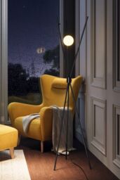 Living and Home Metal Tripod Standing Floor Lamp with Plastic Lampshade in Black - thumbnail 2