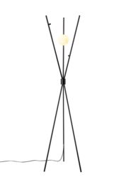 Living and Home Metal Tripod Standing Floor Lamp with Plastic Lampshade in Black - thumbnail 5