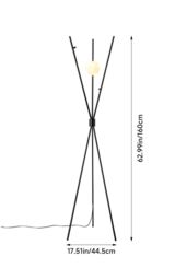 Living and Home Metal Tripod Standing Floor Lamp with Plastic Lampshade in Black - thumbnail 4