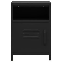Berkfield Home Nightstand Black 35x35x51 cm Steel - Size: 35 x 35 x 51 cm - thumbnail 3