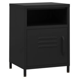 Berkfield Home Nightstand Black 35x35x51 cm Steel - Size: 35 x 35 x 51 cm - thumbnail 2