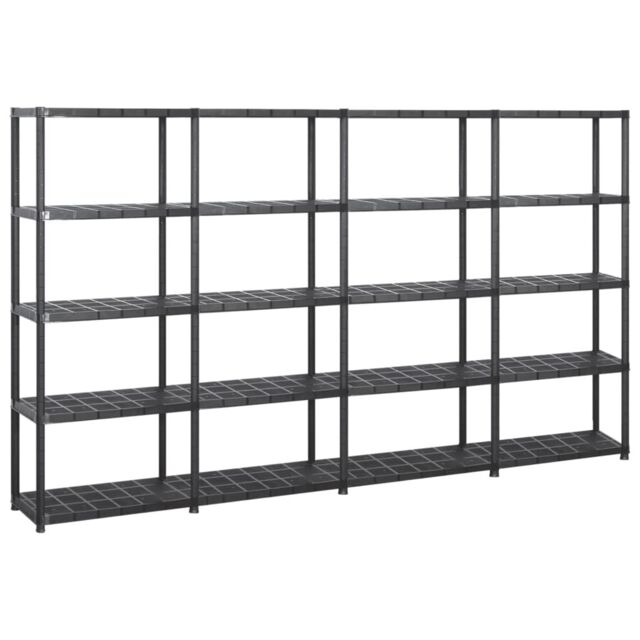 Berkfield Home Storage Shelf 5-Tier Black 284x38x170 cm Plastic - Size: 284 x 38 x 170 cm - image 1