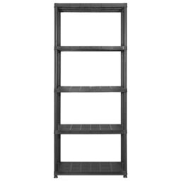 Berkfield Home Storage Shelf 5-Tier Black 284x38x170 cm Plastic - Size: 284 x 38 x 170 cm - thumbnail 3