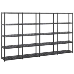 Berkfield Home Storage Shelf 5-Tier Black 284x38x170 cm Plastic - Size: 284 x 38 x 170 cm - thumbnail 1