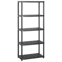 Berkfield Home Storage Shelf 5-Tier Black 284x38x170 cm Plastic - Size: 284 x 38 x 170 cm - thumbnail 2