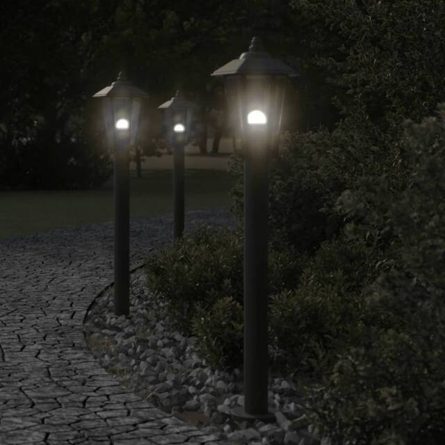 Berkfield Home Outdoor Floor Lamps 3pcs Black 80 cm Stainless Steel - image 1