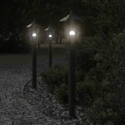 Berkfield Home Outdoor Floor Lamps 3pcs Black 80 cm Stainless Steel - thumbnail 1
