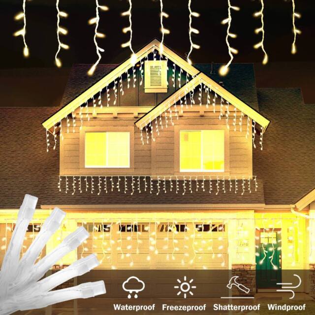 Bright Zeal RGB 66 ft Outdoor Icicle Lights with 598 LED, 2‑Pack in White - image 1
