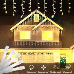 Bright Zeal 2‑Pack RGB 66 ft Outdoor Icicle Lights with 598 LED in White