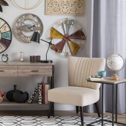 Wyld and Coco Avante 60cm Multicolour Distressed Iron Wall Clock Gold Roman Numerals - thumbnail 1