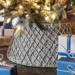 Lemon Pavilion Furniture and Decor Round Foldable Diamond Wicker Tree Skirt - L60 x W60 x H26 cm - Brown - thumbnail 6