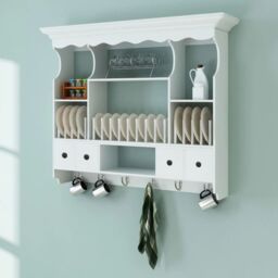 Berkfield Home Wooden Kitchen Wall Cabinet White - thumbnail 1