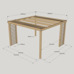 Rutland County Garden Furniture Ltd Panel Pergola - Wood - L300 x W300 cm - Rustic Brown in Light Green - thumbnail 5