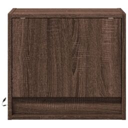 Berkfield Home Wall-mounted Bedside Cabinets with LED Lights 2 pcs Brown Oak - thumbnail 6