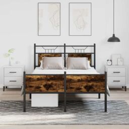 Berkfield Home Bed Frame without Mattress Smoked Oak 120x200 cm Engineered Wood in Brown - Size: Small Double - thumbnail 4