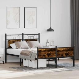 Berkfield Home Bed Frame without Mattress Smoked Oak 120x200 cm Engineered Wood in Brown - Size: Small Double - thumbnail 5