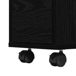 Berkfield Home Narrow Bathroom Cabinet with Wheels Black Oak Engineered Wood - thumbnail 8