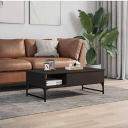 Berkfield Home Decorative Coffee Table Black 100x50x35 cm Engineered Wood & Metal - Size: 100 x 50 x 35 cm - thumbnail 1