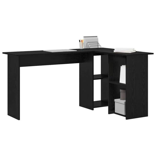 Berkfield Home Modern Black Oak Desk Black oak Engineered wood Medium Black Oak Desk - image 1