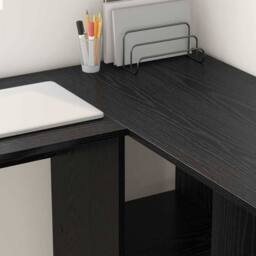 Berkfield Home Modern Black Oak Desk Black oak Engineered wood Medium Black Oak Desk - thumbnail 4