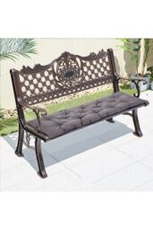 Living and Home 120cm W x 50cm D Waterproof Bench Seat Cushion in Dark Grey - Size: 120 cm W x 50 cm D