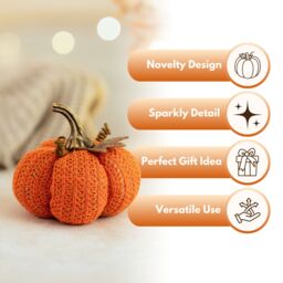 Marco Paul 13cm Orange Plush Autumn Décor Home Pumpkin Halloween Decorations - thumbnail 4