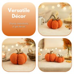 Marco Paul 13cm Orange Plush Autumn Décor Home Pumpkin Halloween Decorations - thumbnail 6