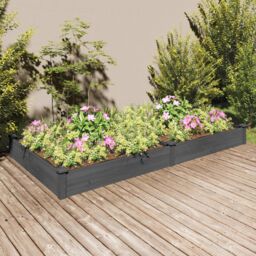Berkfield Home Garden Raised Bed with Liner Grey 240x120x25 cm Solid Wood Fir - Size: 240 x 120 x 25 cm