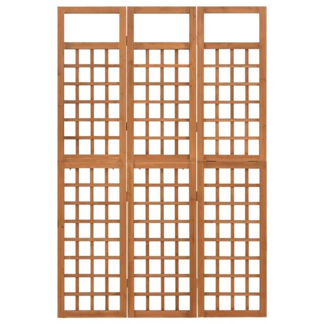 Berkfield Home 3-Panel Room Divider/Trellis Solid Fir Wood 121x180.5 cm in Brown - image 1