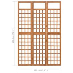 Berkfield Home 3-Panel Room Divider/Trellis Solid Fir Wood 121x180.5 cm in Brown - thumbnail 7