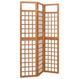 Berkfield Home 3-Panel Room Divider/Trellis Solid Fir Wood 121x180.5 cm in Brown - thumbnail 3