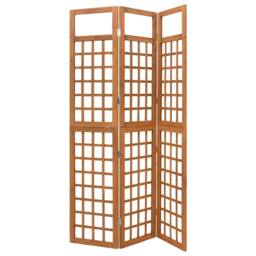 Berkfield Home 3-Panel Room Divider/Trellis Solid Fir Wood 121x180.5 cm in Brown - thumbnail 2