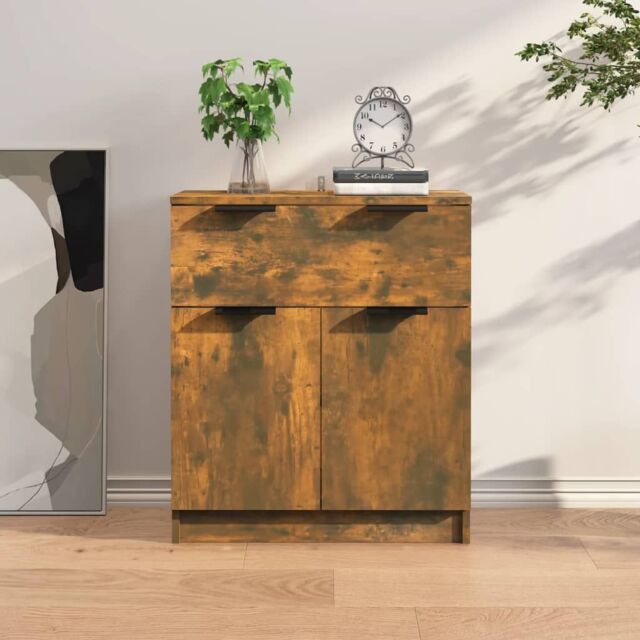 Berkfield Home Sideboard Smoked Oak 60x30x70 cm Engineered Wood in Brown - Size: 60 x 30 x 70 cm - image 1