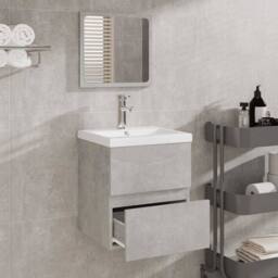 Berkfield Home Bathroom Cabinet with Mirror Concrete Grey Engineered Wood - thumbnail 3