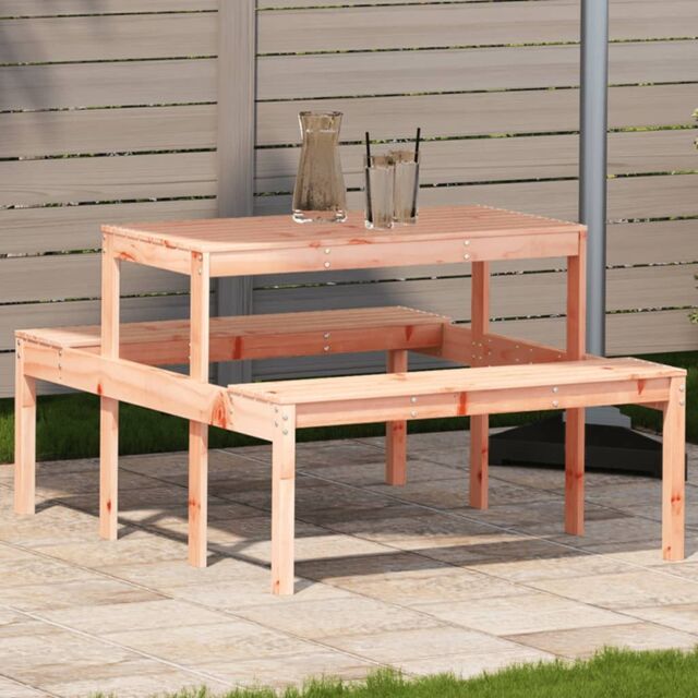 Berkfield Home Picnic Table 110x134x75 cm Solid Wood Douglas in Brown - Size: 110 x 134 x 75 cm - image 1