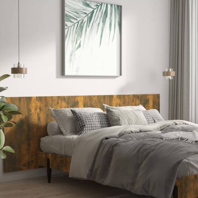 Berkfield Home Wall Headboard Smoked Oak 240x1.5x80 cm Engineered Wood in Brown - image 1