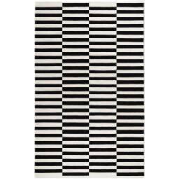 THE RUGS Donna Handwoven Wool Rug Black & White Striped Reversible Living Room - Size: 80 cm x 150 cm - thumbnail 6