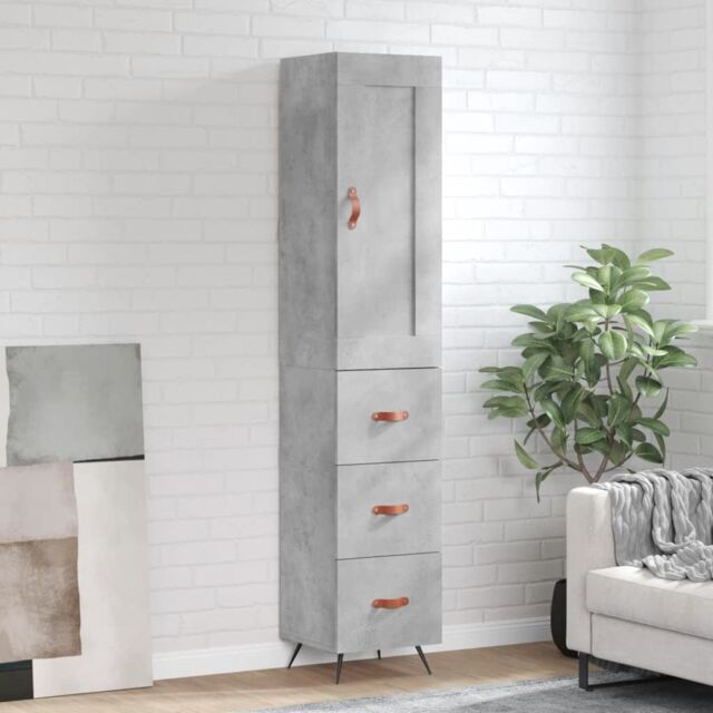 Berkfield Home Highboard Concrete Grey 34.5x34x180 cm Engineered Wood - image 1