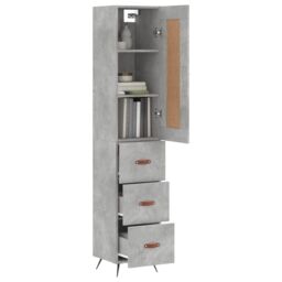 Berkfield Home Highboard Concrete Grey 34.5x34x180 cm Engineered Wood - thumbnail 3