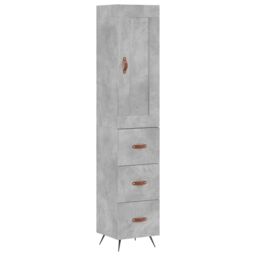 Berkfield Home Highboard Concrete Grey 34.5x34x180 cm Engineered Wood - thumbnail 2