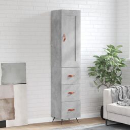 Berkfield Home Highboard Concrete Grey 34.5x34x180 cm Engineered Wood - thumbnail 1