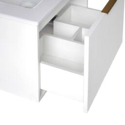 Wyld and Coco 60cm White Wall Mounted Vanity Unit Ceramic Basin Fluted Front - thumbnail 8
