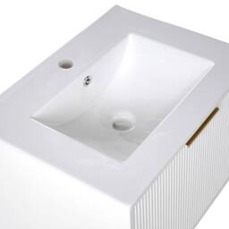Wyld and Coco 60cm White Wall Mounted Vanity Unit Ceramic Basin Fluted Front - thumbnail 7