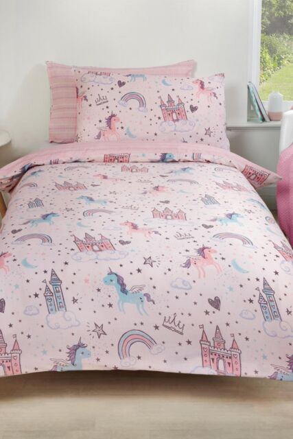 OHS Unicorn Kingdom Duvet Cover Set in Light Pink - Size: Single - image 1