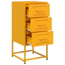 Berkfield Home Bedside Cabinet Mustard Yellow 36x39x78 cm Steel - Size: 36 x 39 x 78 cm - thumbnail 8