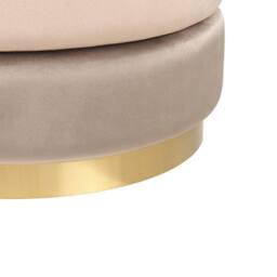 Wyld and Coco Ombre Beige Velvet Footstool Round 48 x 48 cm Gold Base - thumbnail 5