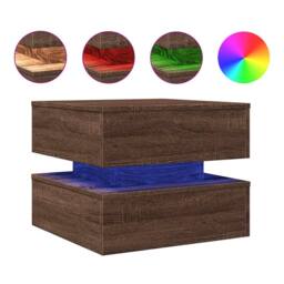 Berkfield Home Modern Coffee Table with LED Lights Brown Oak 50x50x40 cm - Size: 50 x 50 x 40 cm - thumbnail 3
